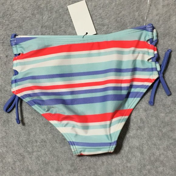 Art Class Girls Swimsuit XS 4/5 Bikini 2 Pieces Purple Orange Blue Stripes - Picture 5 of 11